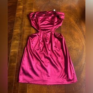 Lucy in the Sky Corset Cutout Dress- Wine Red